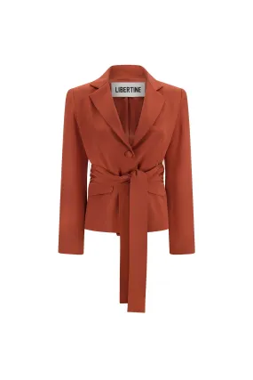 'BURNT ORANGE' BELTED L/S SHORT JACKET