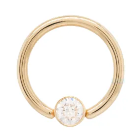 Captive Bead Ring (CBR) in Gold with Bezel-set DIAMOND Captive Bead