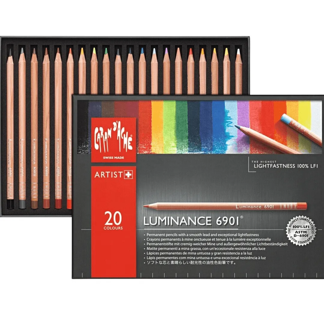 Caran d'Ache 20 Luminance 6901 Coloured Pencils Set Artists Professional