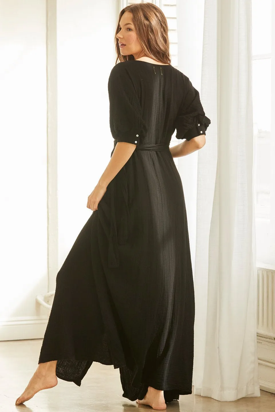 Condesa Wrap Maxi Dress - Black