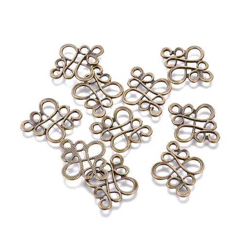 Connectors, Tibetan Style, Chinese Knot, Endless Knot, Antique Bronze, Alloy, 22mm