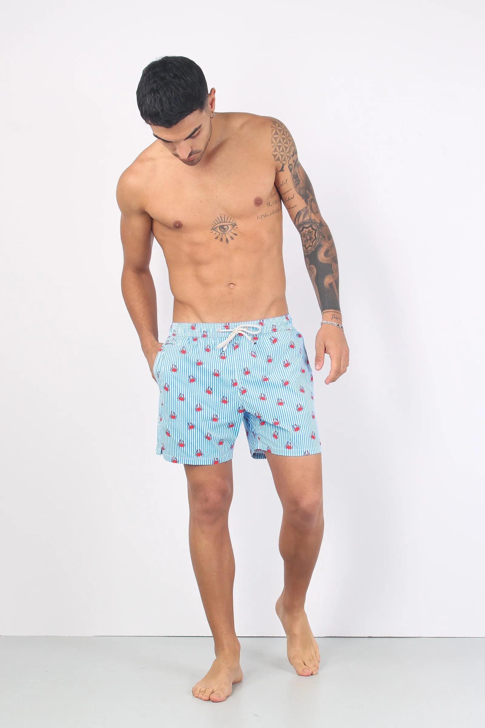 Costume Pantalone Fantasia Azzurro/crabs