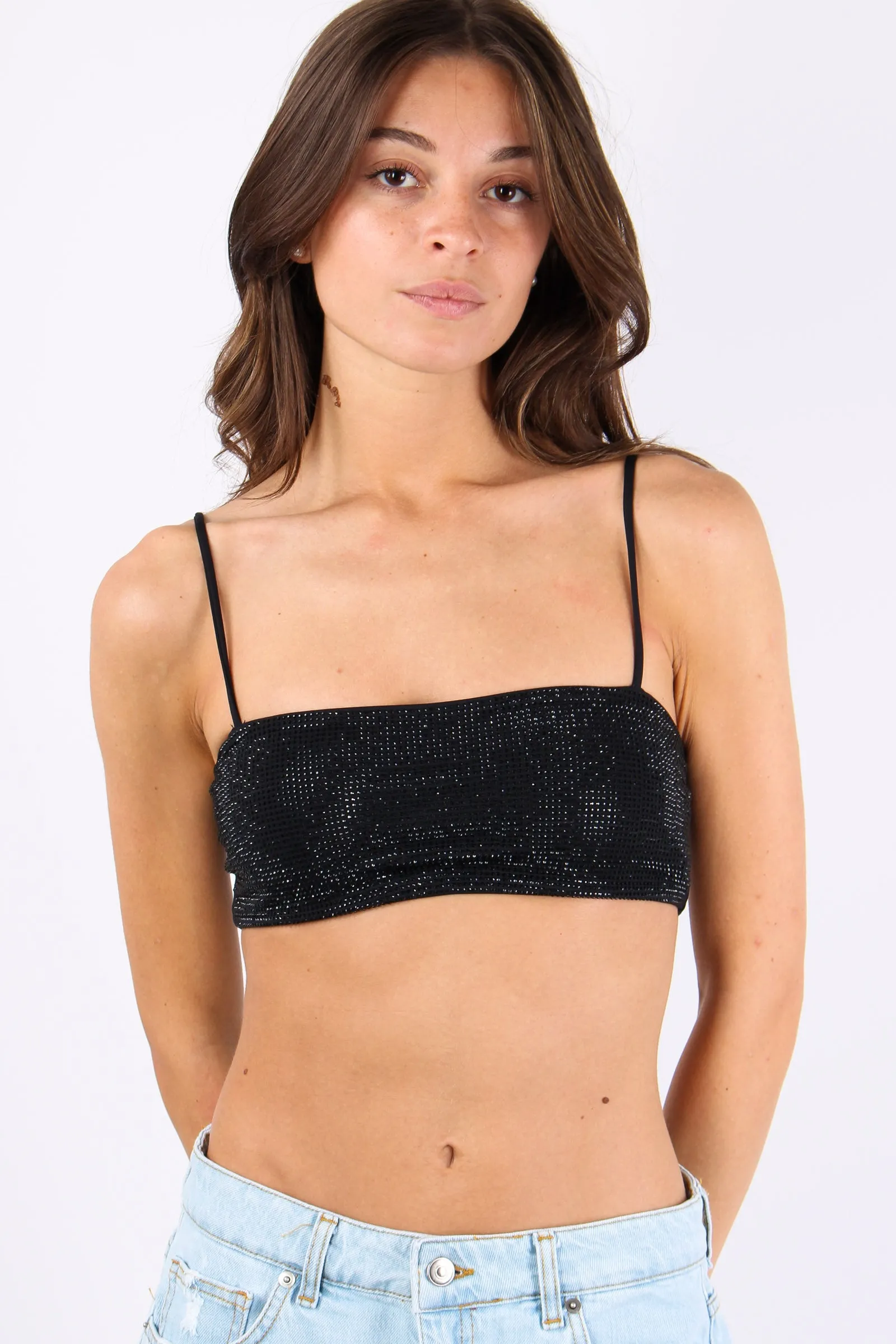 Costume Top Strass Nero