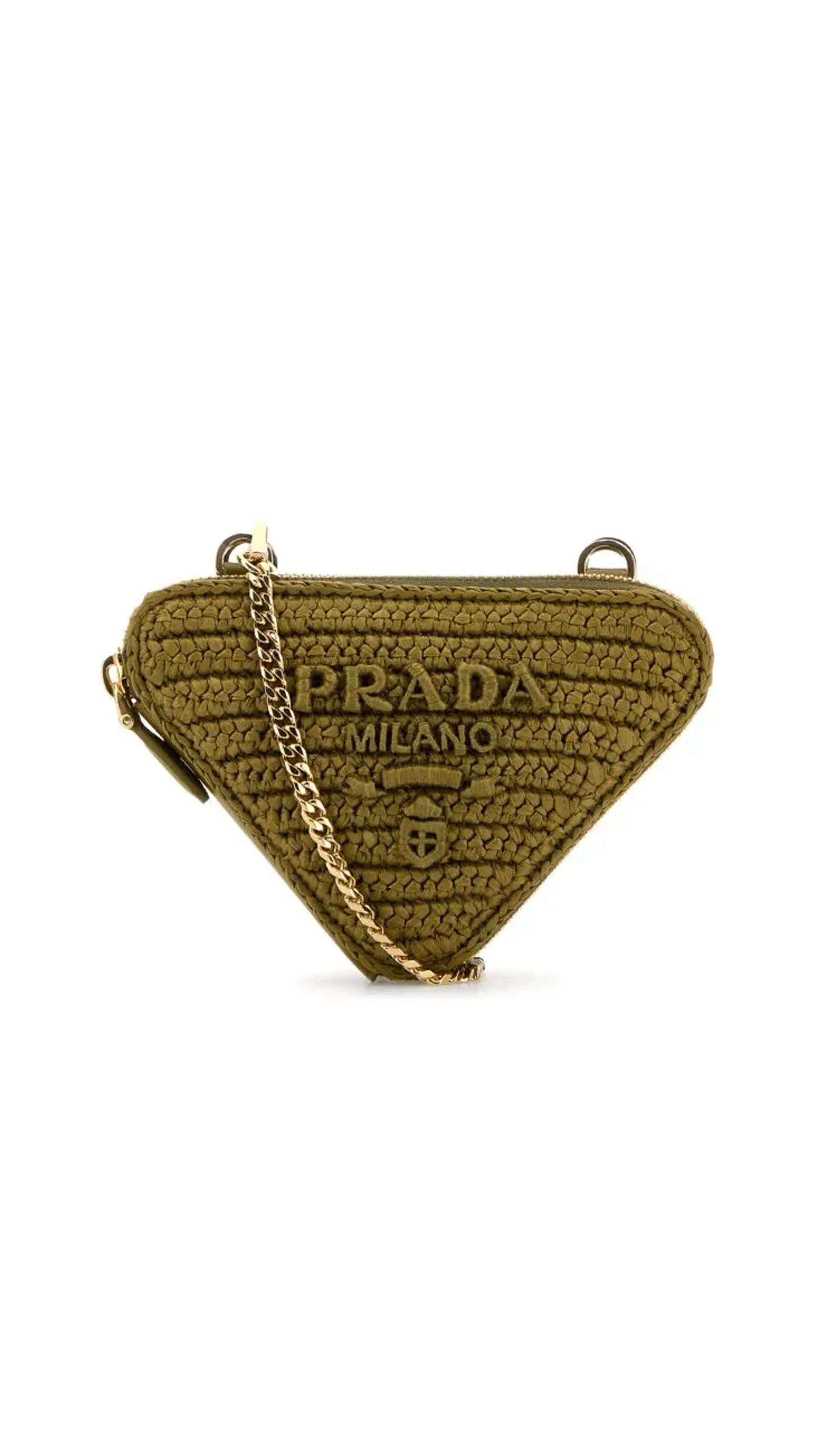 Crochet and Leather Mini Pouch - Green