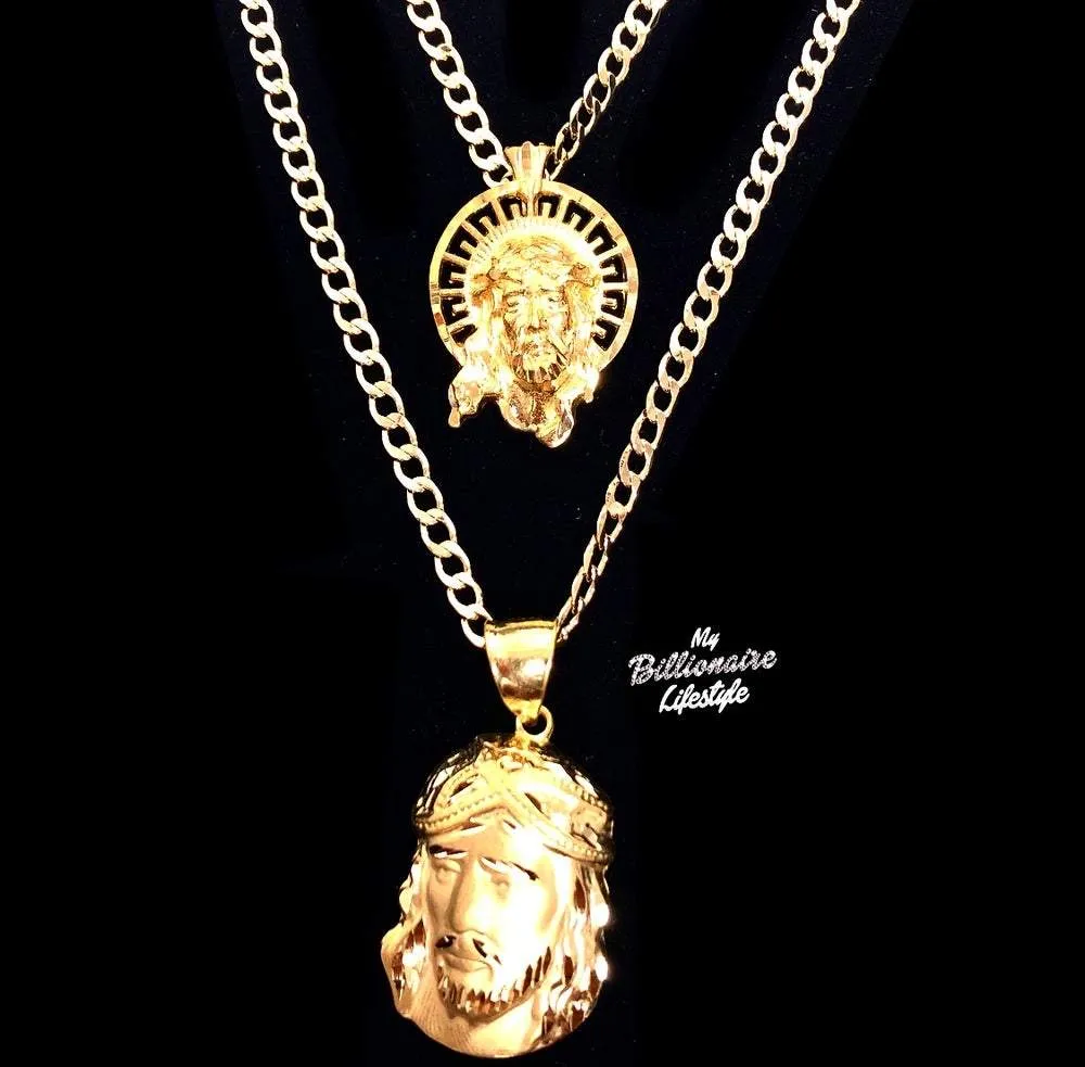 Crown Jesus / Jesus Piece Set on C Link Chains