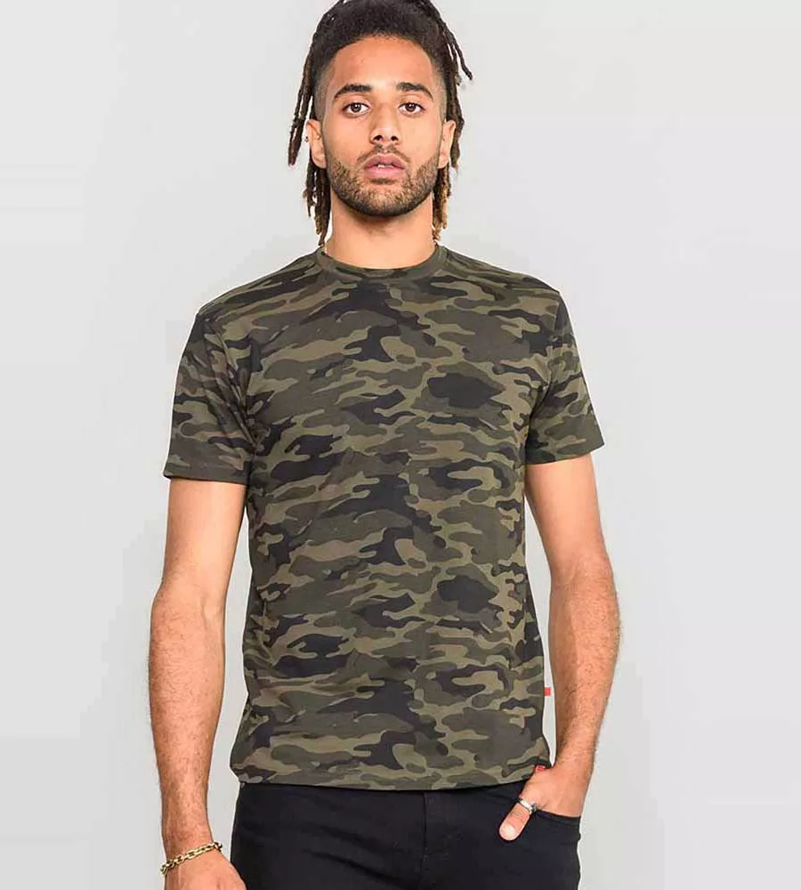 D555 Tall Mens Storm Grey Camouflage Print T-Shirt (GASTON STORM)