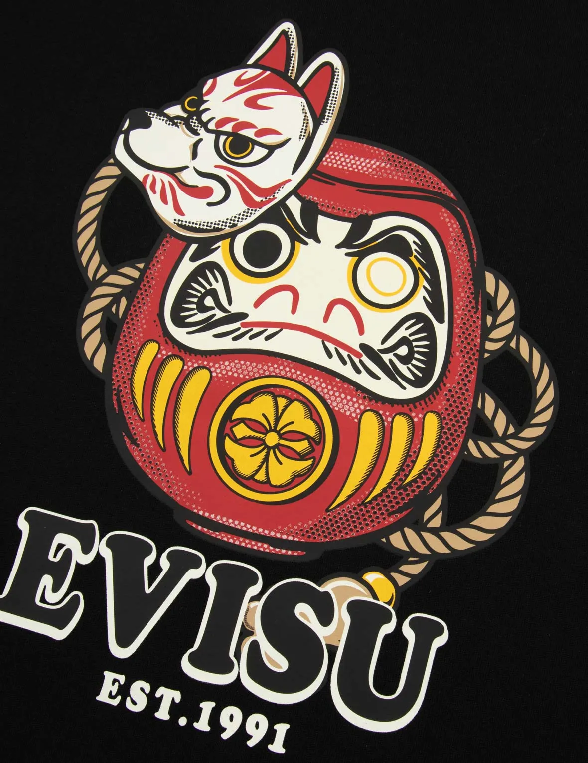 Daruma with Inari Mask Print Regular Fit T-shirt