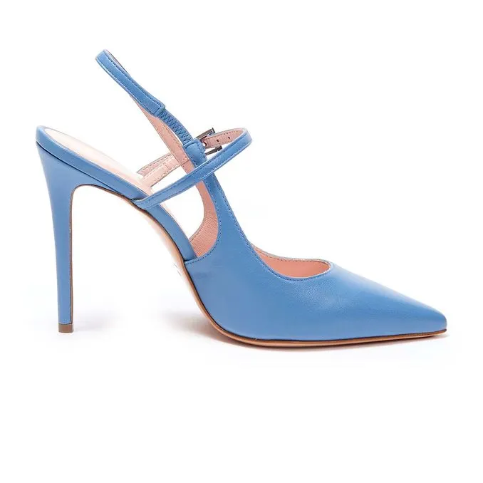 DECOLLETE IN BRUSHED LEATHER Woman Light Blue