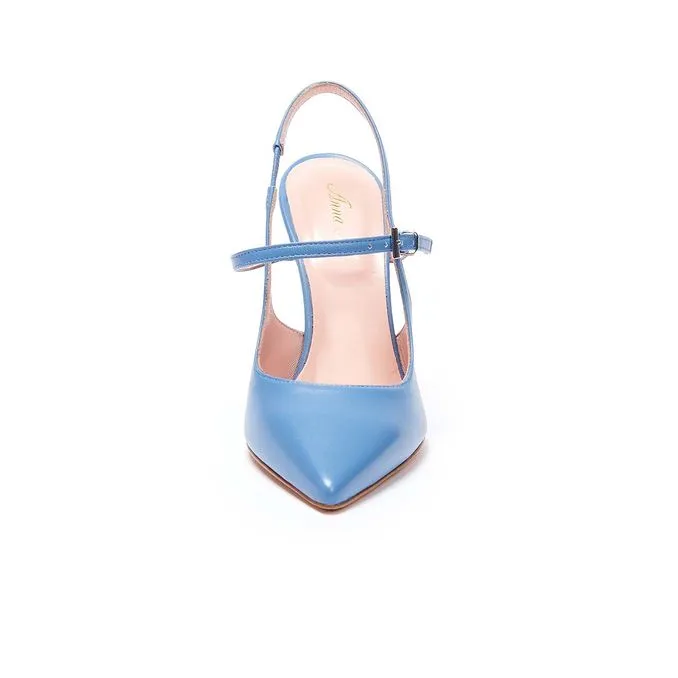 DECOLLETE IN BRUSHED LEATHER Woman Light Blue