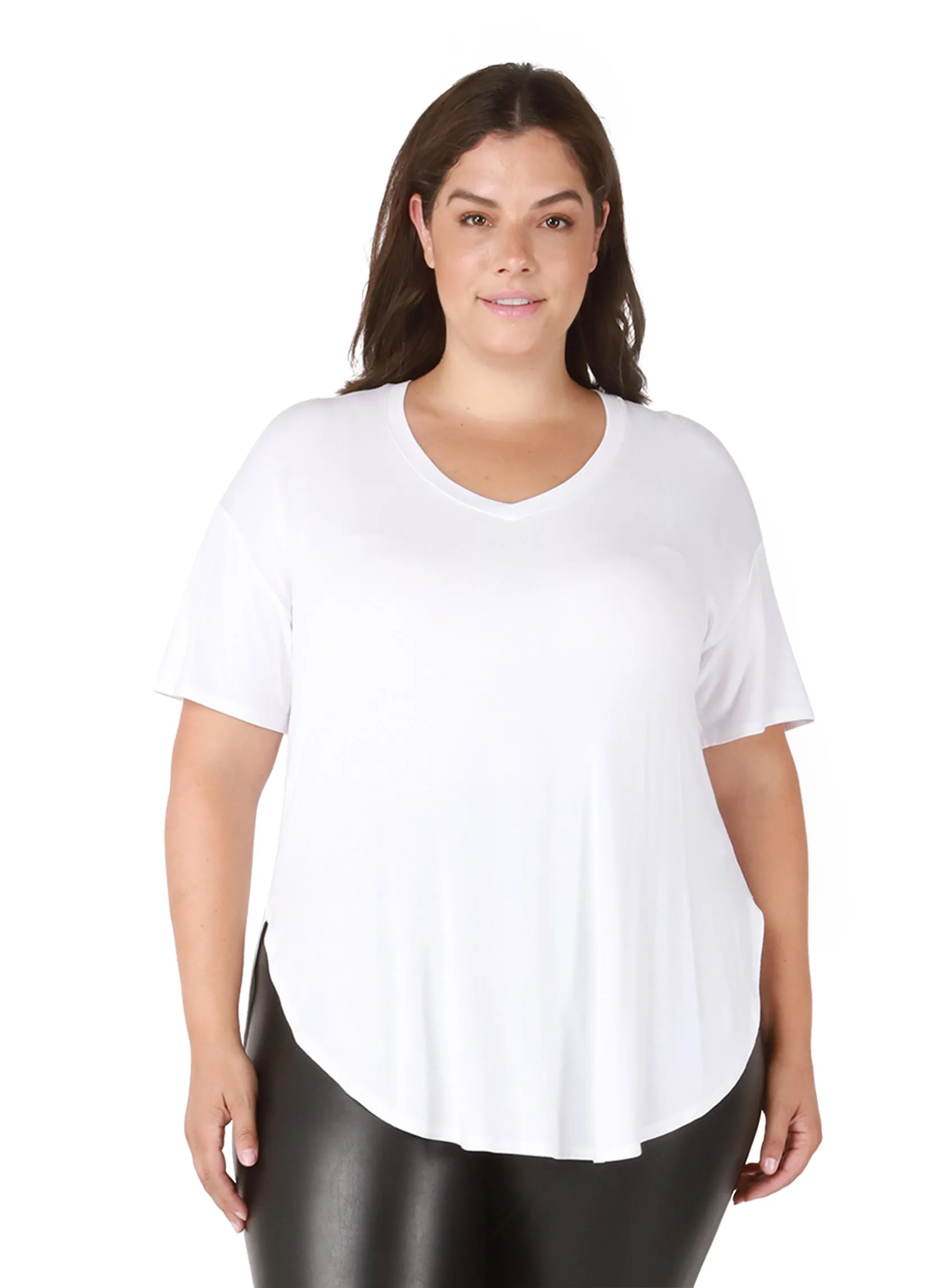 Dex Plus Round Hem Tee In White