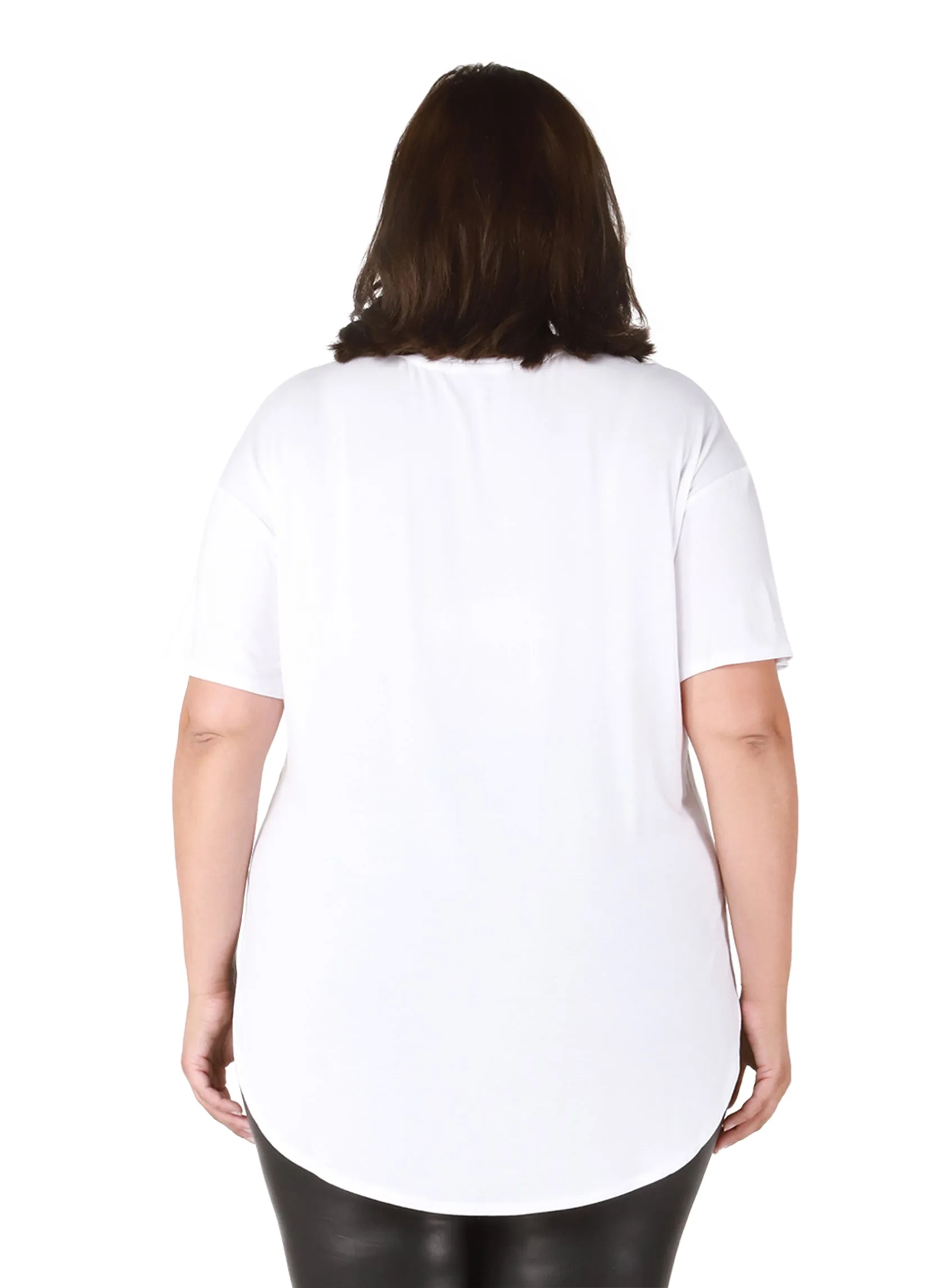 Dex Plus Round Hem Tee In White