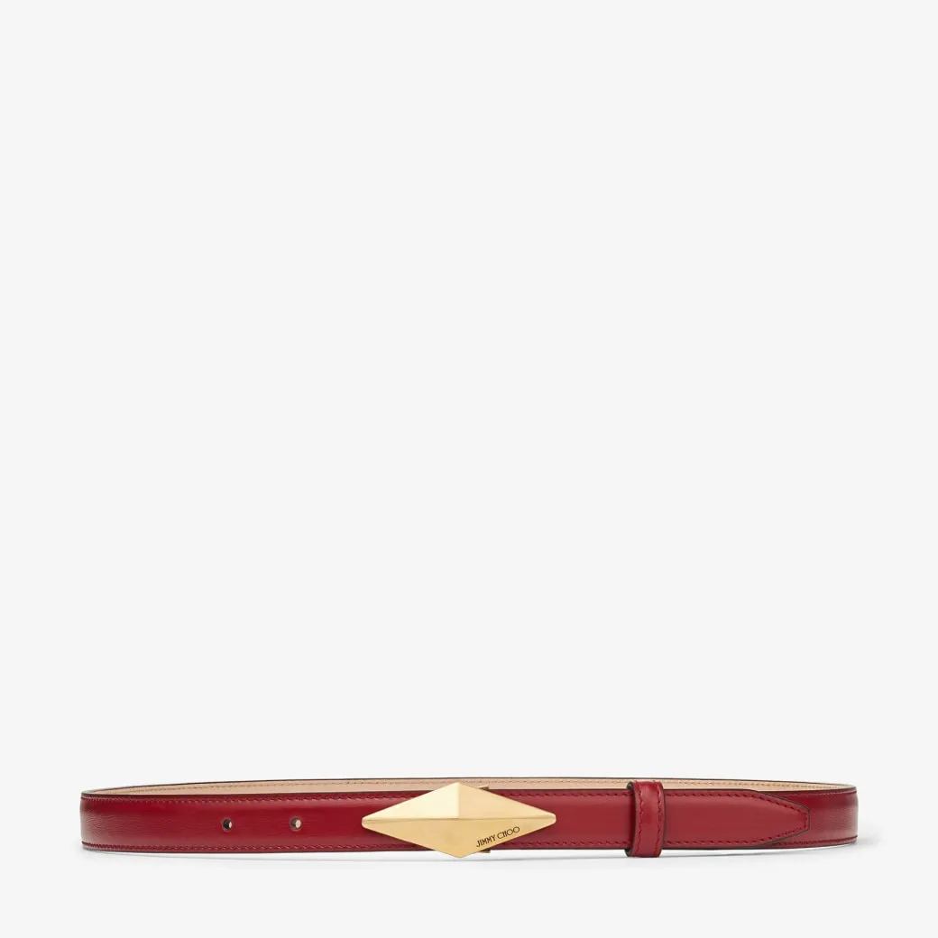 Diamond Clasp Belt Cranberry Leather Clasp Belt