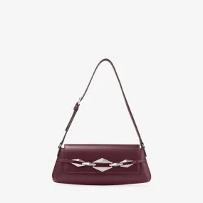 Diamond Shoulder East-West S Garnet Calf Leather Shoulder Bag