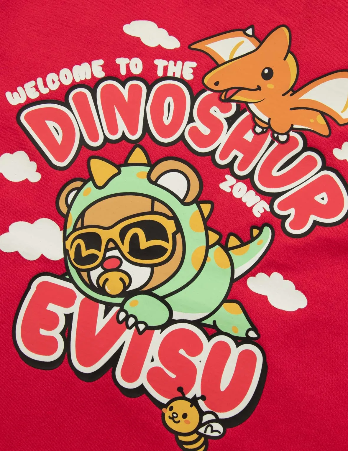 Dinosaur Bear Print Regular Fit T-Shirt