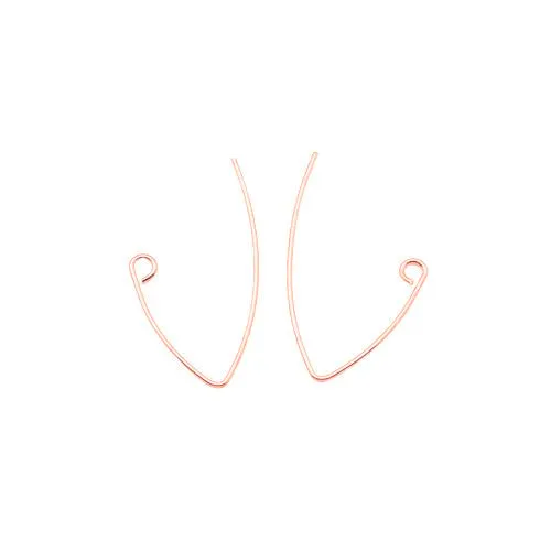 Earring Hooks, Brass, Marquise, With Open Horizontal Loop, Rose Gold Plated, 29mm