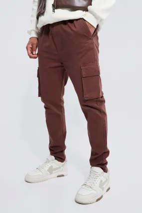 Elastic Waist Skinny Fit Cargo Trouser | boohooMAN UK