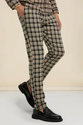 Elasticated Skinny Check Trouser | boohooMAN UK