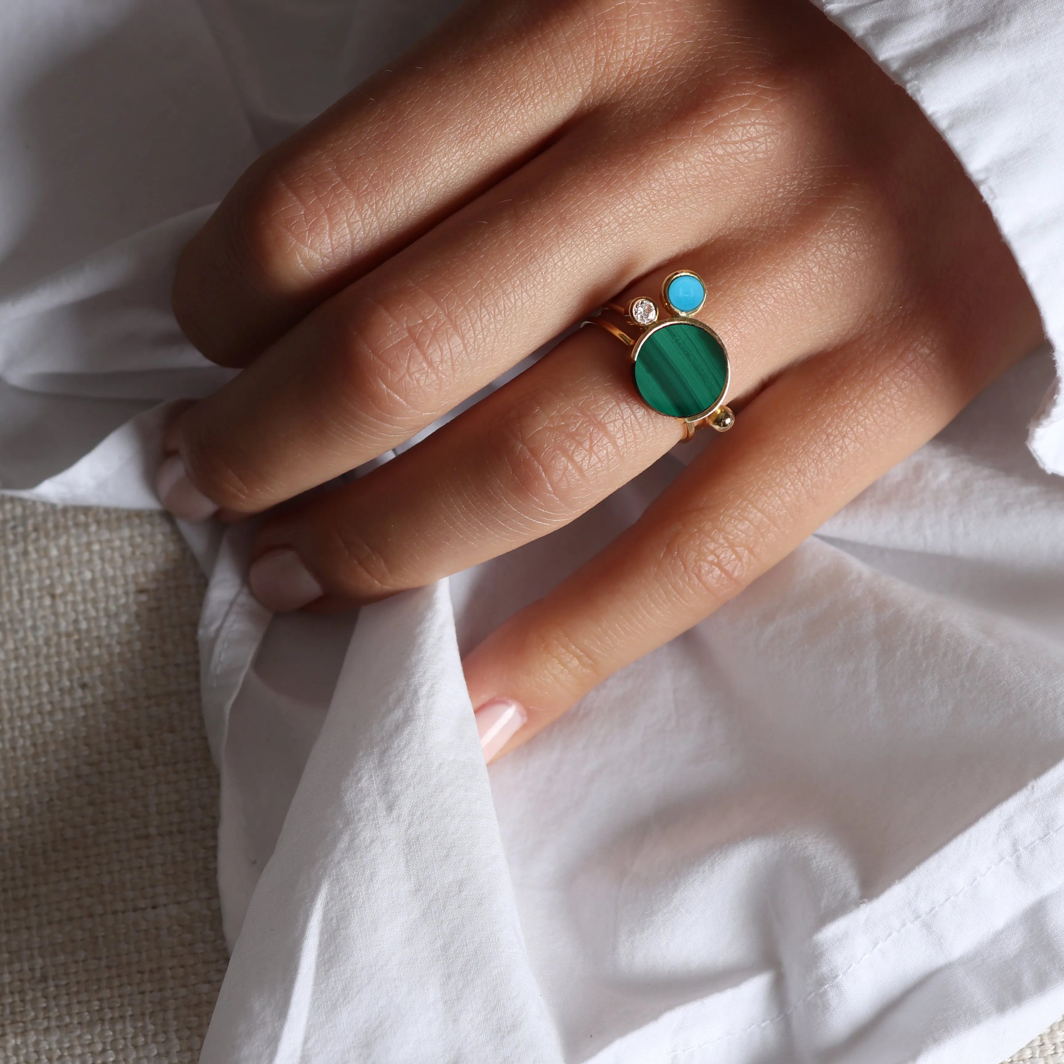 Falak Mini Malachite Ring | Pre-order