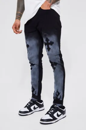 Fixed Waist Skinny Spray Paint Trouser | boohooMAN UK