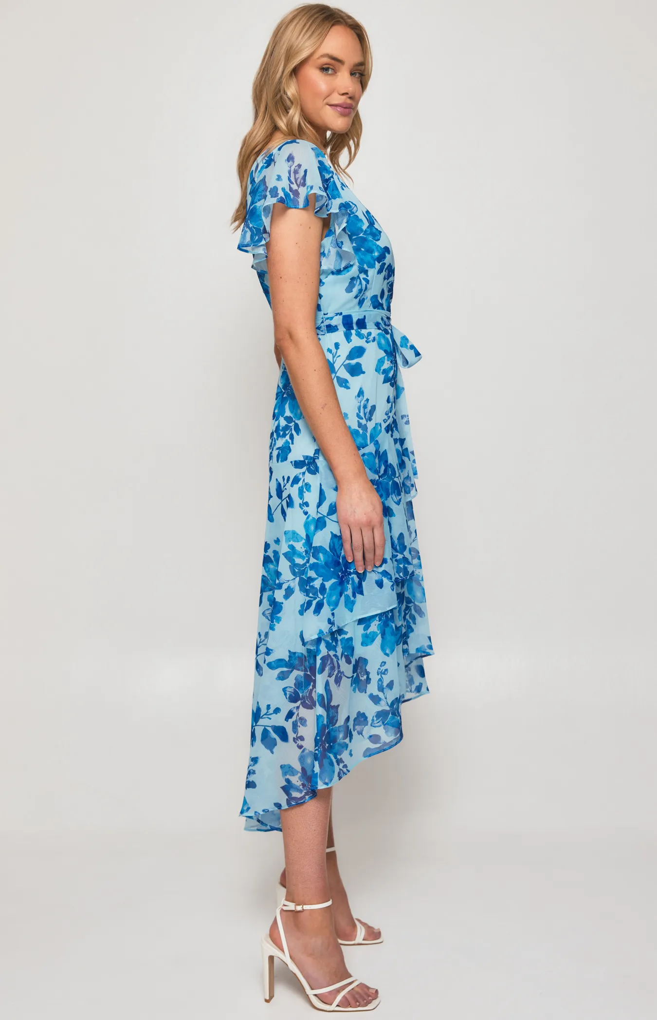 Floral Chiffon Tiered Frill Hem Midi Dress (ADR1161A)