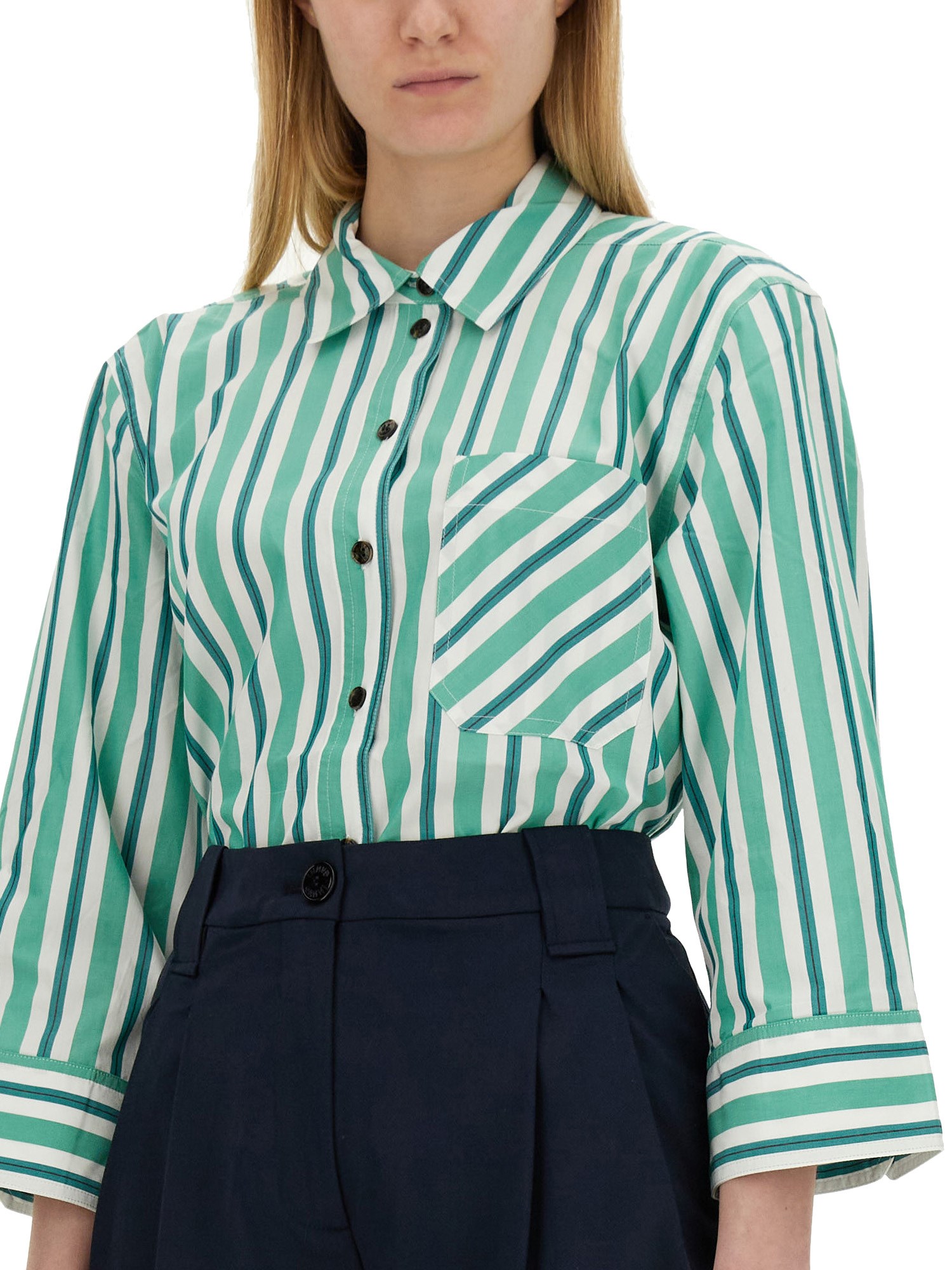 GANNI    OVERSIZE FIT COTTON POPLIN SHIRT