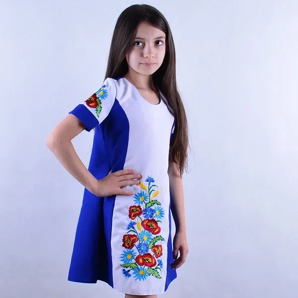 Girl's Embroidered Dress Field Flowers