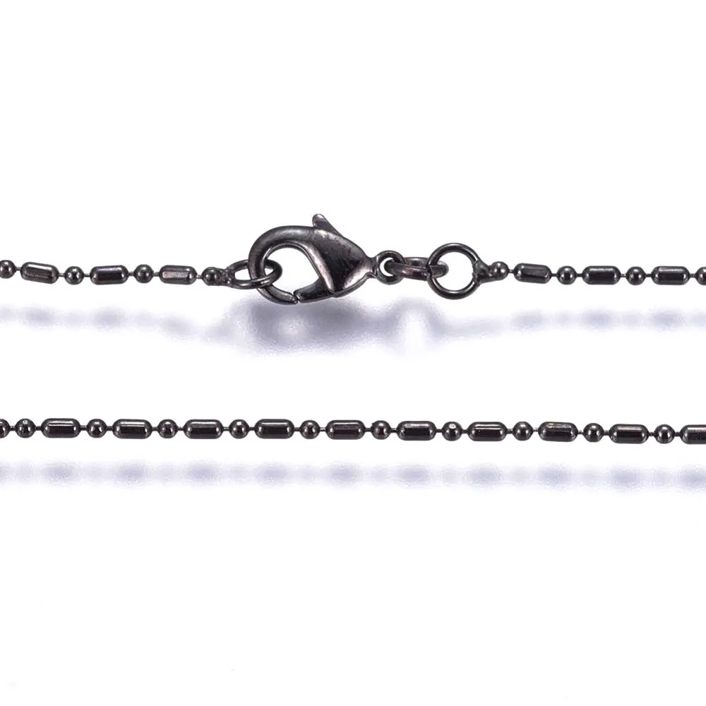 Gunmetal Bead and Oval Necklace 17