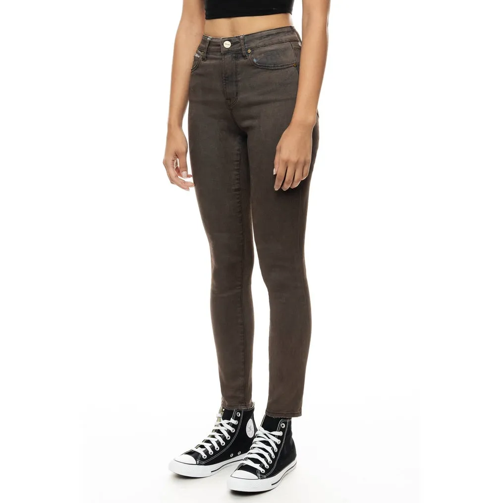 High Rise Super Skinny Over Spray Jeans - Aztec Brown