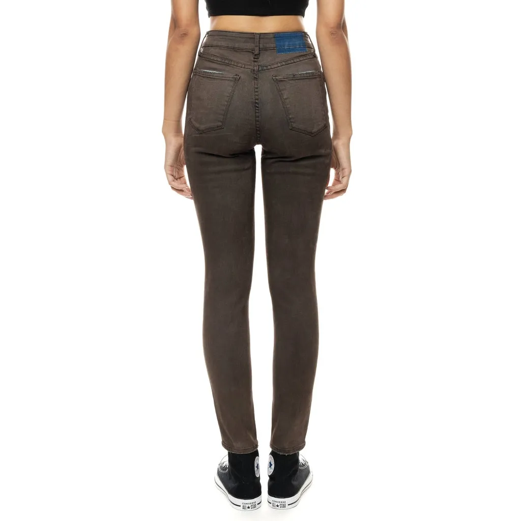 High Rise Super Skinny Over Spray Jeans - Aztec Brown