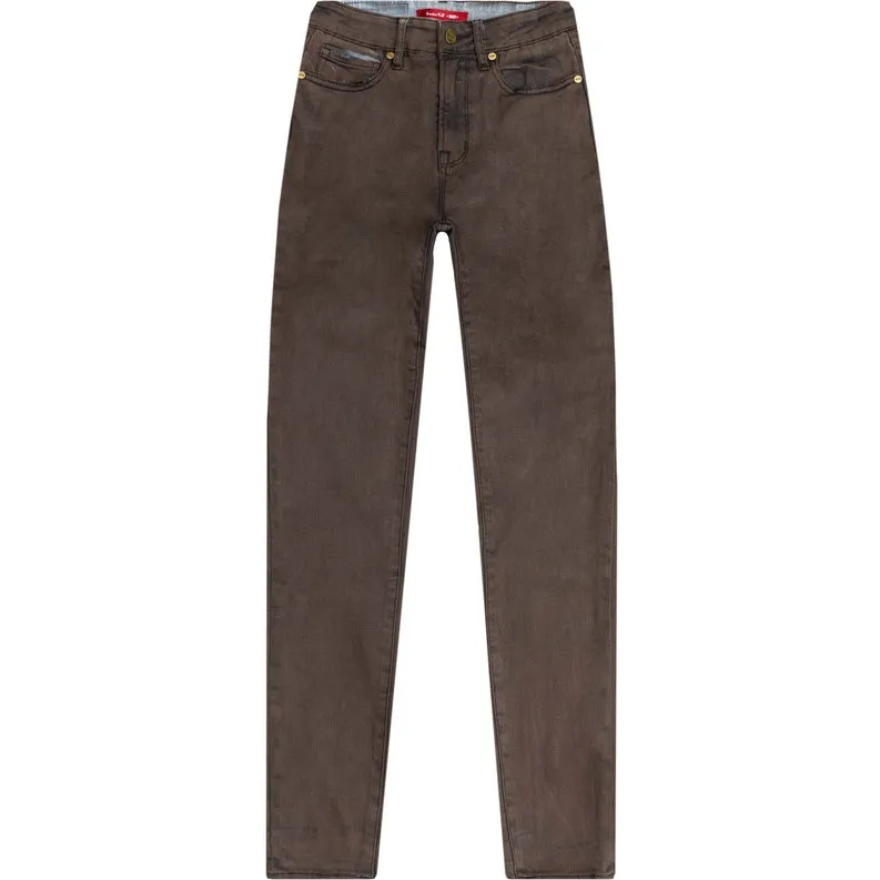 High Rise Super Skinny Over Spray Jeans - Aztec Brown