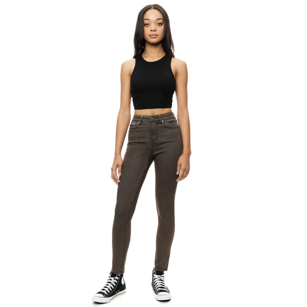 High Rise Super Skinny Over Spray Jeans - Aztec Brown