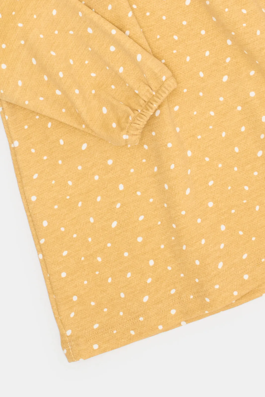 Infant Girls Mustard Polka Dotted Dress