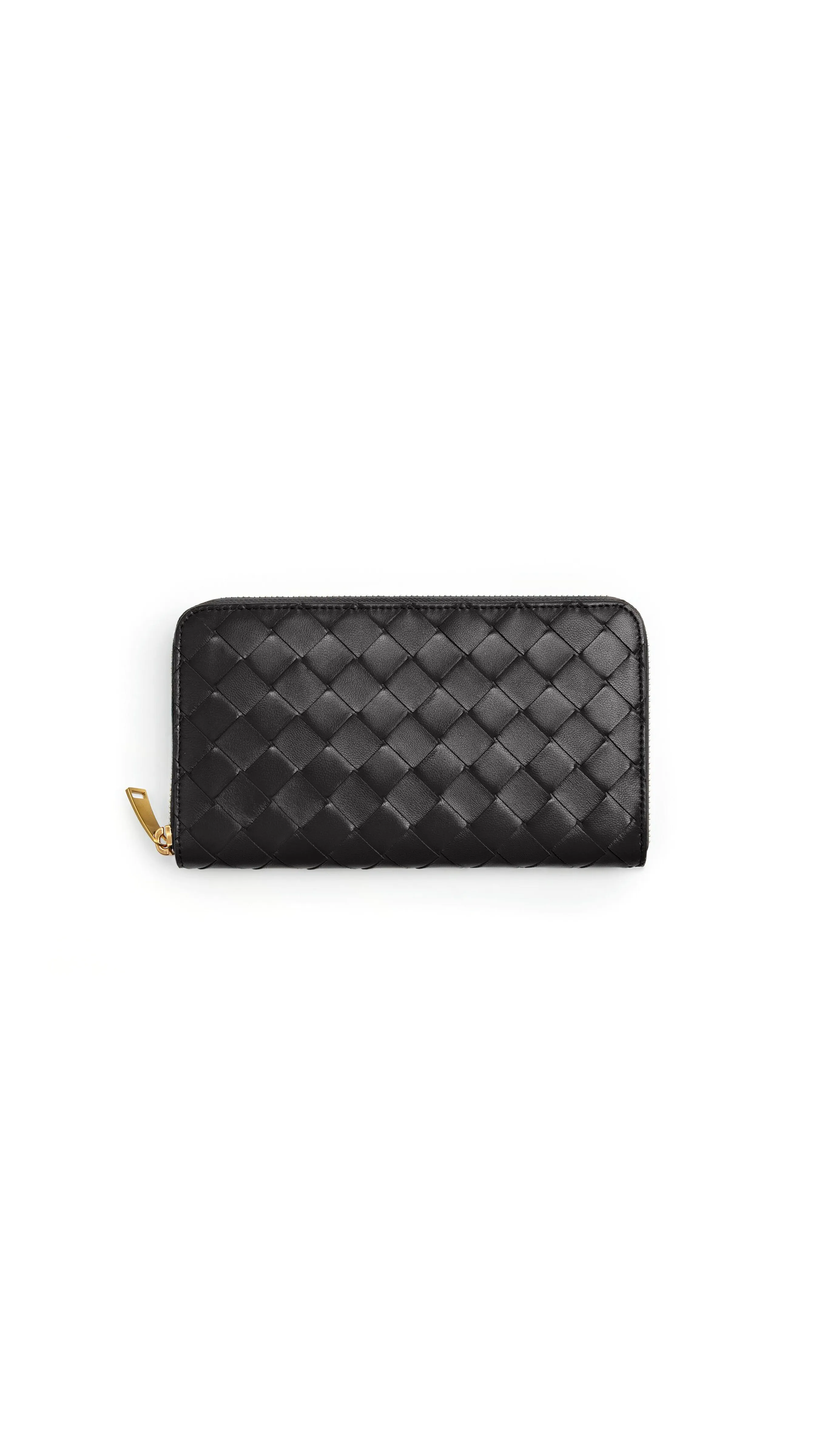 Intrecciato Zip Around Wallet - Black