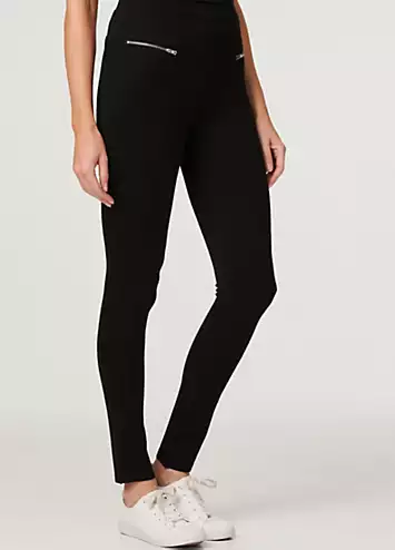 Izabel London Zip Detail Skinny Fit Jeggings | Kaleidoscope