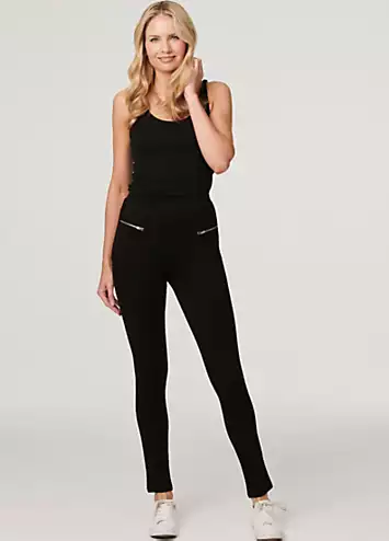 Izabel London Zip Detail Skinny Fit Jeggings | Kaleidoscope