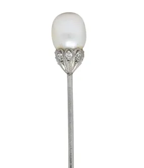 J. E Caldwell & Co. Edwardian Pearl Platinum Stickpin