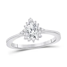 Keene Jewelers 14kt White Gold Pear Diamond Solitaire Bridal Wedding Engagement Ring 5/8 Cttw