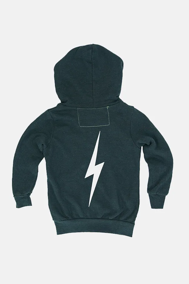 Kids Bolt Print Zip Hoodie Charcoal/White