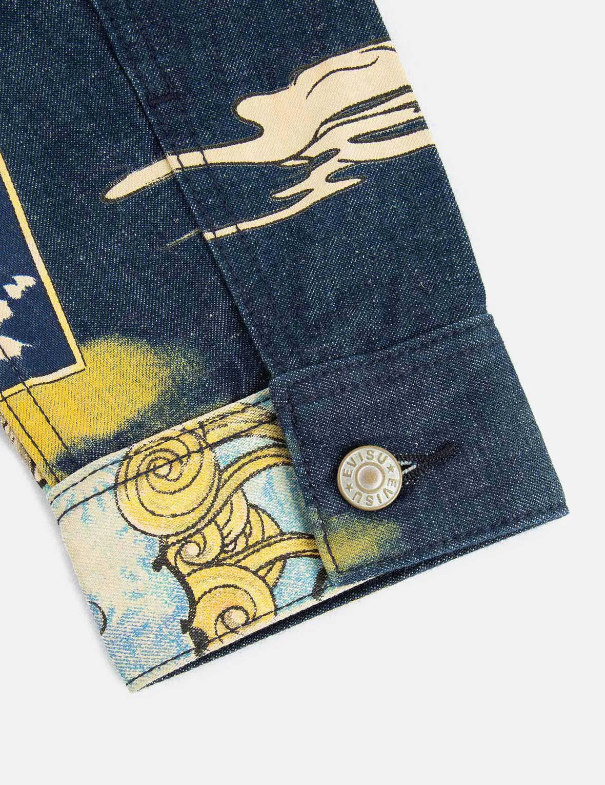 Komainu Vintage Japanese Painting Print Denim Jacket