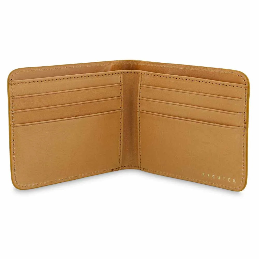 Leather Billfold Wallet - Mustard / Natural