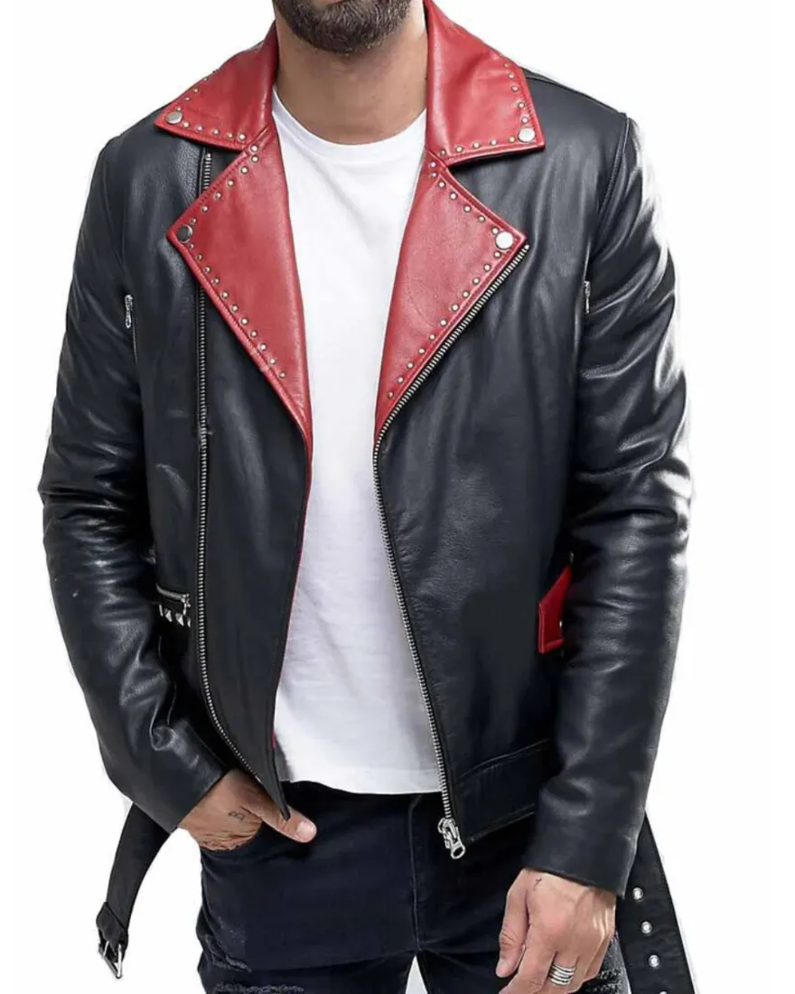 Leather Moto Jacket Black Genuine Nappa Sheepskin