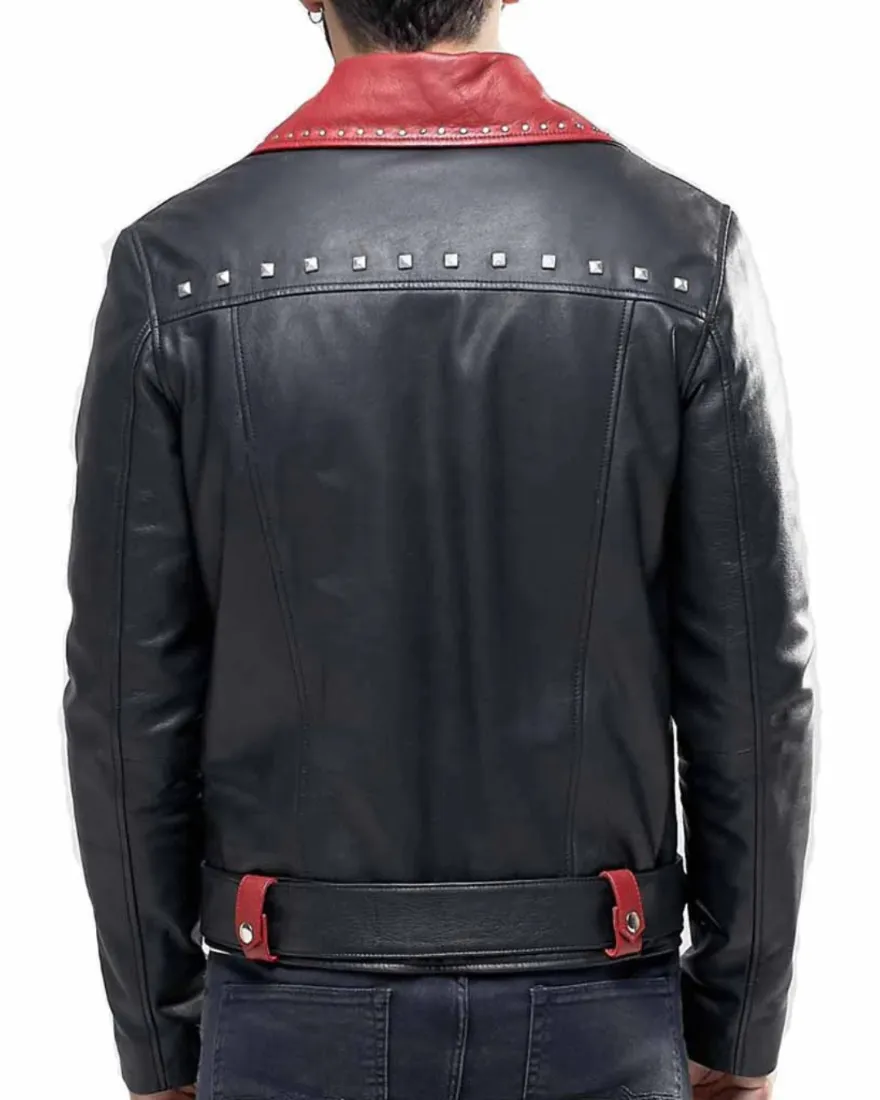 Leather Moto Jacket Black Genuine Nappa Sheepskin