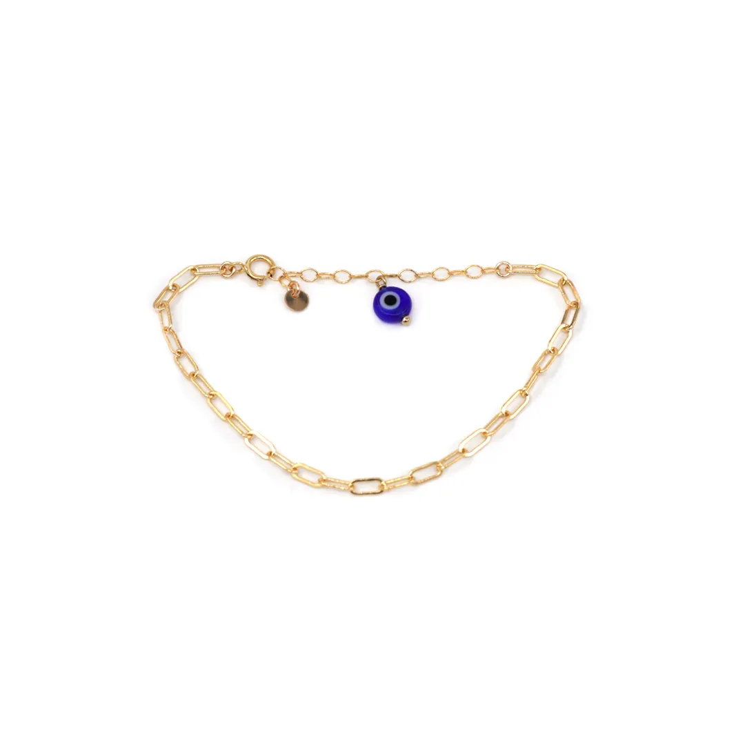 Link Chain w/ Evil Eye & Coin Bracelet