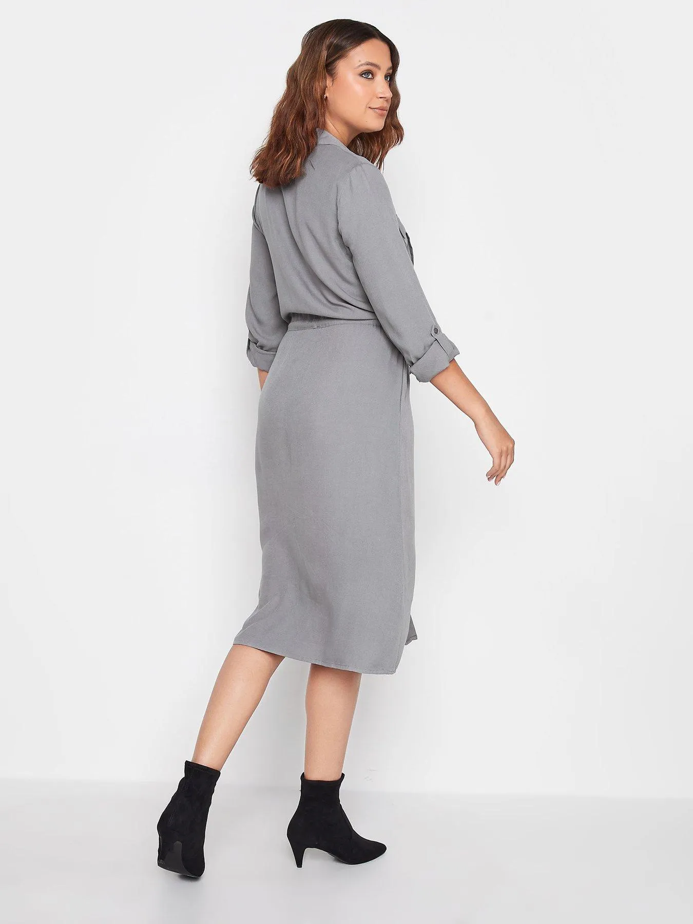 Long Tall Sally Grey Utility Shirt Dress