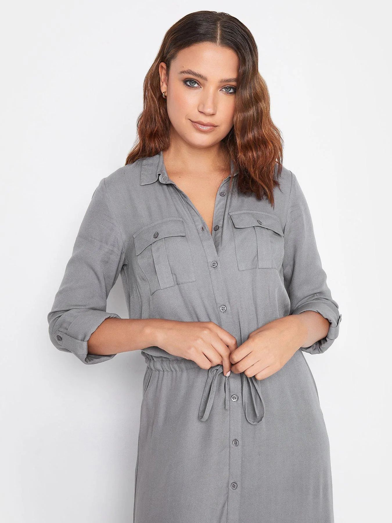 Long Tall Sally Grey Utility Shirt Dress