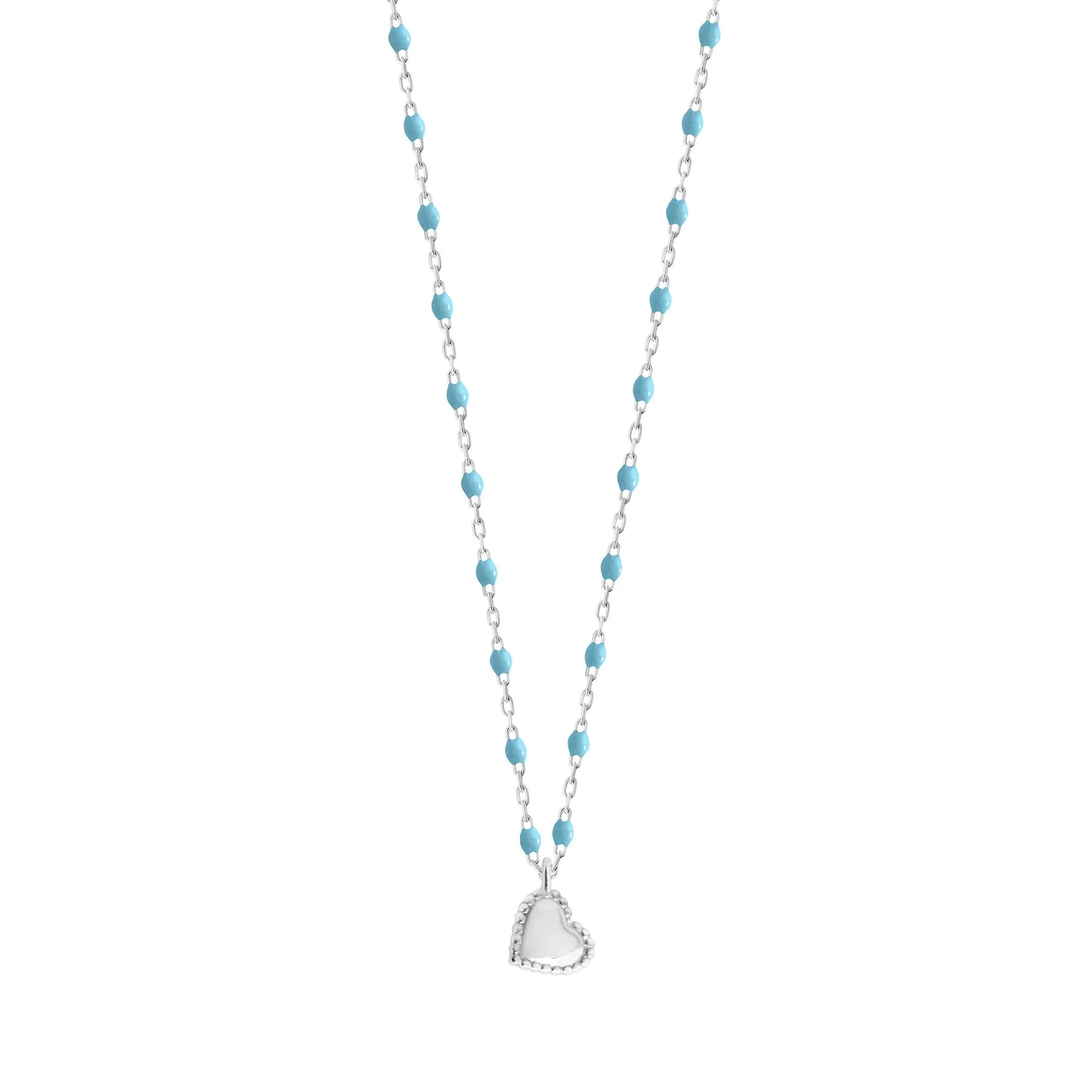 Lucky Heart Mini Gigi Turquoise necklace, White Gold, 15.7