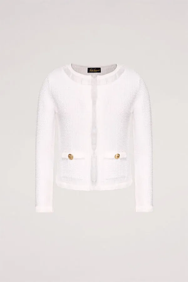 Luisa Spagnoli CONFORTO WHITE FRINGE KNIT JACKET