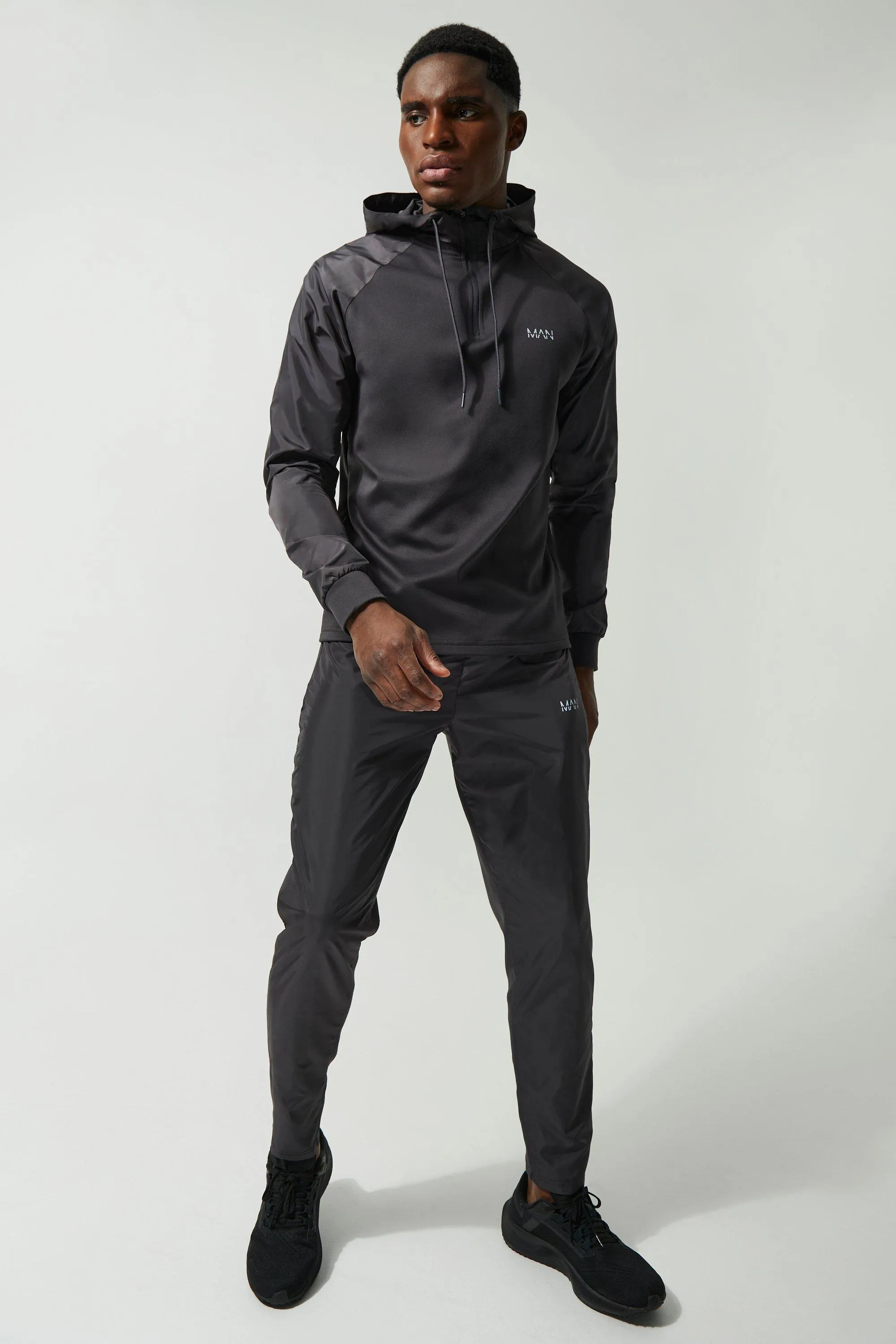 Man Active Panelled ½ Hoodie Tracksuit