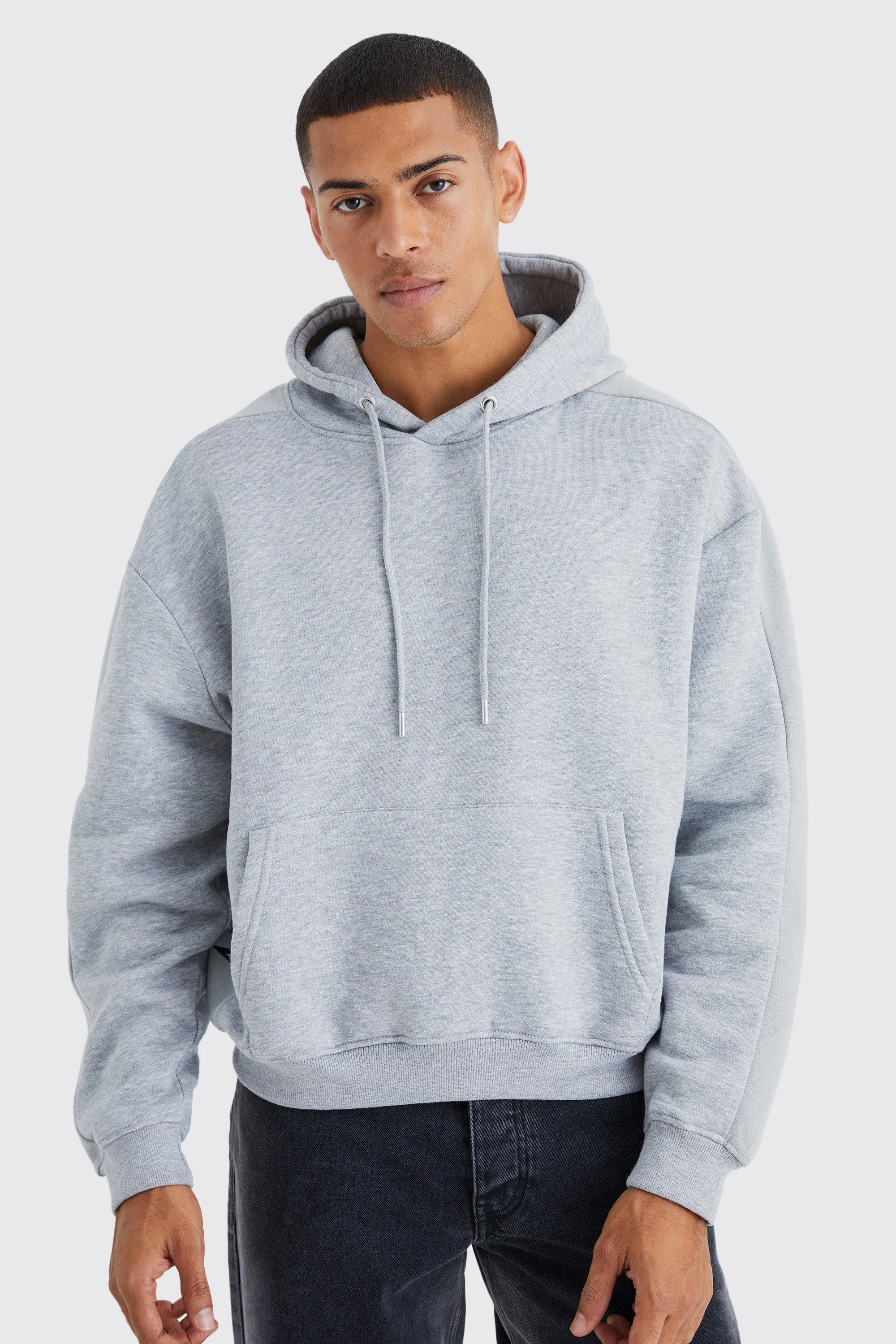 Man Gold Oversized Boxy Side Panel Hoodie | boohooMAN UK