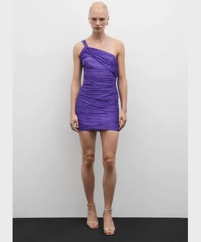 MANGO Short asymmetric draped dress